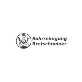 Logo von "Rohrreinigung Bretschneider" mit Zeichnung eines Mannes und Werkzeug.