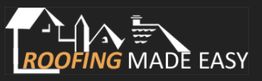Images of rooftops with text "Roofing Made Easy" in white and orange.