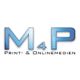 Logo: "M4P Design" für Print- und Onlinemedien, in blauem Schriftzug auf weißem Hintergrund.
