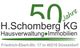 Logo mit Text: "50 Jahre H.Schomberg KG, Hausverwaltung, Immobilien, Düsseldorf".