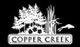 "Logo featuring trees, grass, and a frog with the text 'Copper Creek' on a black background."