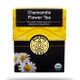 Box of Buddha Teas Chamomile Flower Tea with daisies and a USDA Organic label.