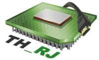 Microchip verde com as letras "TH_RJ" embaixo, destacando a tecnologia avançada.
