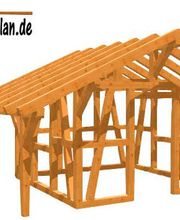 Holzrahmenkonstruktion mit Dachschrägen von holz-bauplan.de.
