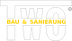 Logo mit Schriftzug "TWO Bau & Sanierung" in Weiß und Gelb auf schwarzem Hintergrund.