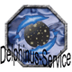 Zwei Delfine umkreisen einen Sternenhimmel, daneben der Schriftzug "Delphinus-Service".
