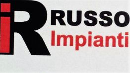 Logo con la scritta "RUSSO Impianti" in nero e rosso su sfondo bianco.