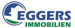 Logo von Eggers Immobilien mit einem Haus im Kreis und blau-grünem Text.