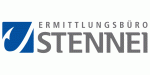 Logo des Ermittlungsbüros Stenner mit blauem, stilisiertem Schriftzug und Symbol.