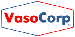 Logo of VasoCorp with red and blue text inside a hexagonal outline.