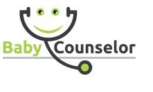 Logo of "Baby Counselor" featuring a stethoscope shaped like a smiley face.