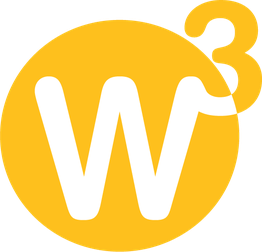 Gelbes W3-Logo auf weißem Hintergrund, stilisierte weiße W-Buchstabe innerhalb eines Kreises.