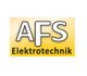 Logo mit Text: "AFS Elektrotechnik" auf gelbem Hintergrund.
