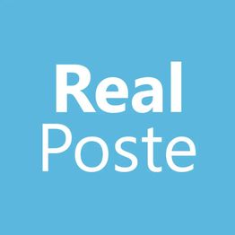 Testo bianco su sfondo blu: "Real Poste".