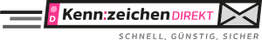 Logo mit Schriftzug "Kennzeichen DIREKT", Symbolen, und Text "SCHNELL, GÜNSTIG, SICHER".