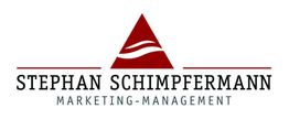 Logo mit rotem Dreieck und Schriftzug "Stephan Schimpfermann Marketing-Management".