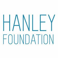 Text logo of "Hanley Foundation" in blue font on a plain white background.