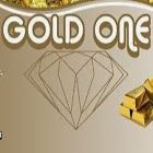 Scritta "Gold One", disegno di un diamante e lingotti d'oro su sfondo beige.