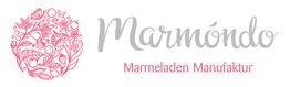 Logo von Marmóndo mit rosa Obst-Illustration und Text "Marmeladen Manufaktur".