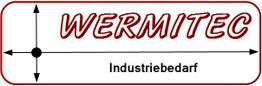 Logo mit der Aufschrift "WERMITEC" und "Industriebedarf", Pfeile zeigen in alle Richtungen.