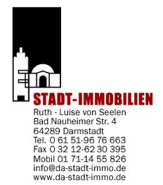 Visitenkarte Stadt-Immobilien, Ruth-Luise von Seelen, mit Kontaktinformationen in Darmstadt.