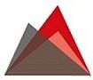 Logo con tre triangoli sovrapposti in tonalità di rosso e marrone.