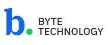 Lowercase "b" in blue with a green dot, next to the text "BYTE TECHNOLOGY" in black.