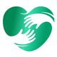 A green heart logo with two white hands reaching towards each other inside it.