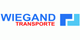 Logo mit Schriftzug "WIEGAND TRANSPORTE" und blauem abstraktem Symbol.