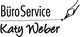 Logo mit Text "BüroService Katy Weber", daneben eine Federzeichnung.