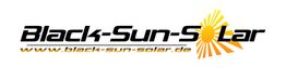 Logo mit "Black-Sun-Solar" und Website, gelbes Sonnenmotiv rechts im Bild.