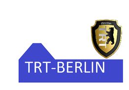 Logo von TRT-Berlin in Blau, mit einem goldenen Wappenschild und einem Bären.