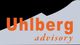 Logo mit Text: "Uhlberg advisory" in Orange vor grauem Hintergrund mit einem schwarzen Dreieck.