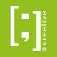 Logo verde con parentesi quadre, punto e virgola e scritta "creative" a destra in verticale.
