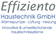 Effiziento Haustechnik-Logo mit Text zu Wärmepumpen, Lüftung, Heizung, Innovation und Umwelt.