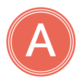 Red circle with a white "A" in the center.