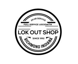 Logo of Lok Out Shop, full-service locksmith in Richmond, Indiana since 1992, 24-hour service.