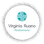 Logo de Virginia Ruano Parafarmacia con diseño circular y símbolo azul al centro.