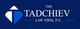 Logo of The Tadchiev Law Firm, P.C. on a dark blue background with white text.