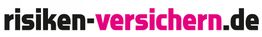 Schriftzug "risiken-versichern.de" in Schwarz und Pink auf weißem Hintergrund.
