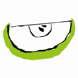 Einfach gezeichnete Grünfruchtscheibe mit schwarzer und grüner Umrandung.