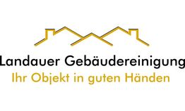 Logo mit Häusern, Text: "Landauer Gebäudereinigung - Ihr Objekt in guten Händen".