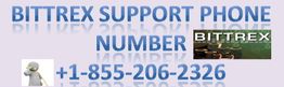 Text reads, "Bittrex Support Phone Number +1-855-206-2326" with small graphics on each side.
