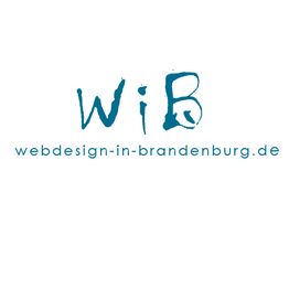 Logo mit den Buchstaben "WiB" und der URL "webdesign-in-brandenburg.de" in blauer Schrift.