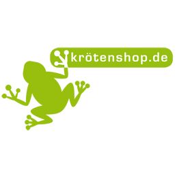 Grüner Frosch und Text "krötenshop.de" in Weiß auf grünem Hintergrund.
