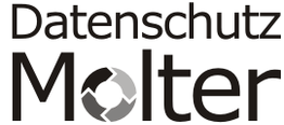 Logo mit Text "Datenschutz Molter" und einem geometrischen Symbol in der Mitte des Wortes.