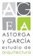 Logo de "Astorga y García", estudio de arquitectura con letras "AGEA" en gris y verde.