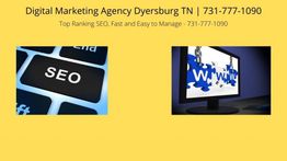 Yellow background with "SEO" keyboard and monitor with "www" puzzle pieces, agency contact details.