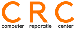 Logo met grote, oranje letters "CRC" en daaronder de tekst "computer reparatie center".
