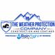 Logo for The Weather Protection Company, featuring houses and mention of Rain Tight of Monroe.